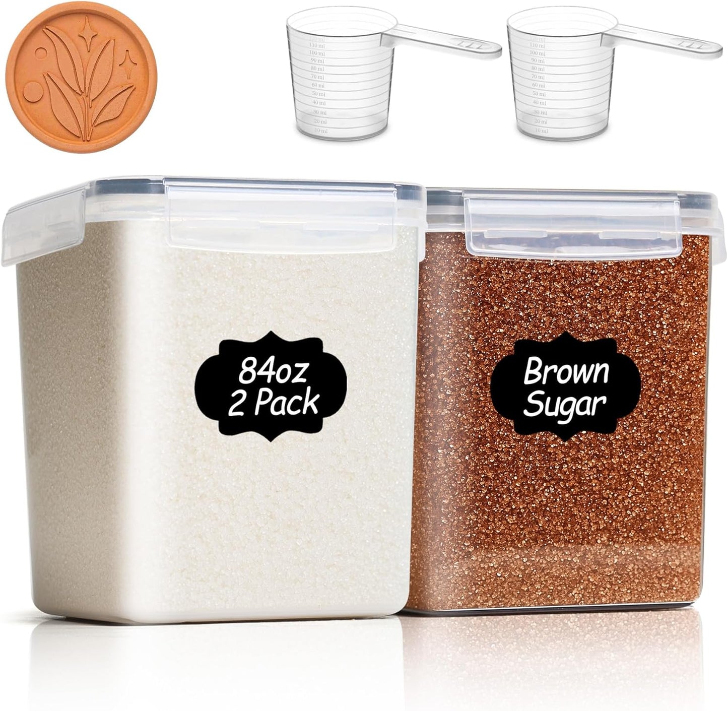 Comsaf Airtight Food Storage Container Set - 3-Piece (5.2L & 2 x 2.5L) Plastic Canisters for Kitchen and Pantry Organization, Ideal for Flour, Sugar, Rice, and Baking Supplies