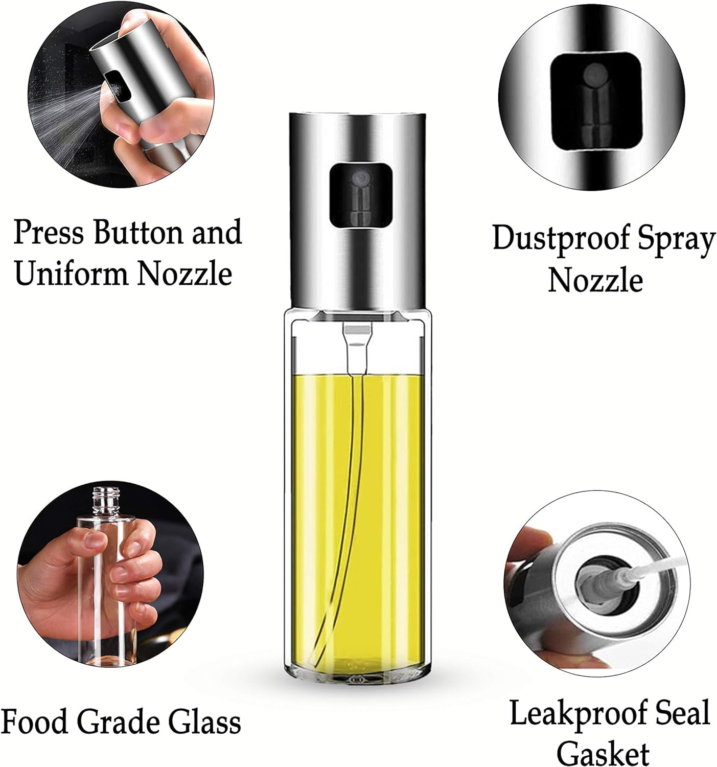 Professional Olive Oil Sprayer Set - 2-Pack 100ml Glass Dispensers with Funnel for Cooking, Air Frying, BBQ, Salad, Baking, Roasting, and Grilling