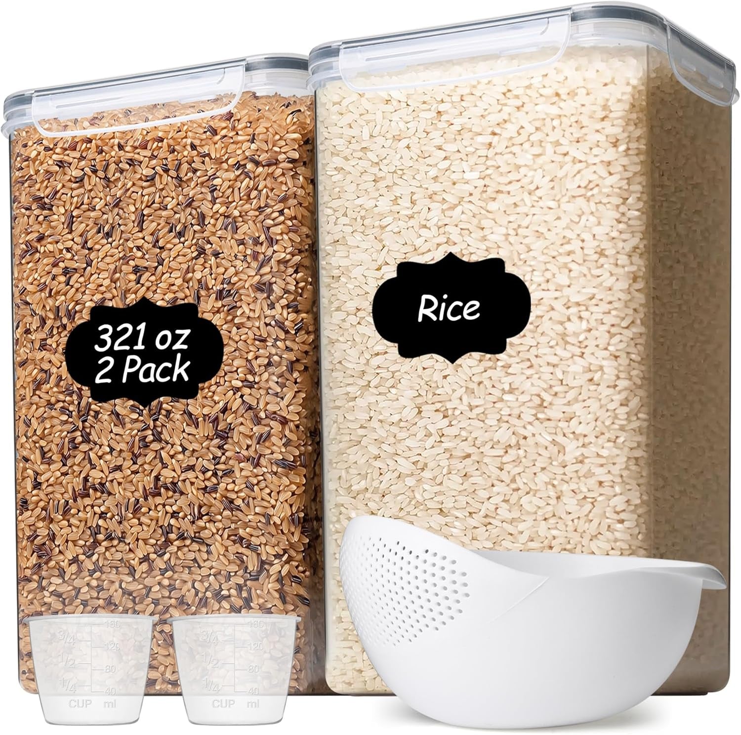 Comsaf Airtight Food Storage Container Set - 3-Piece (5.2L & 2 x 2.5L) Plastic Canisters for Kitchen and Pantry Organization, Ideal for Flour, Sugar, Rice, and Baking Supplies